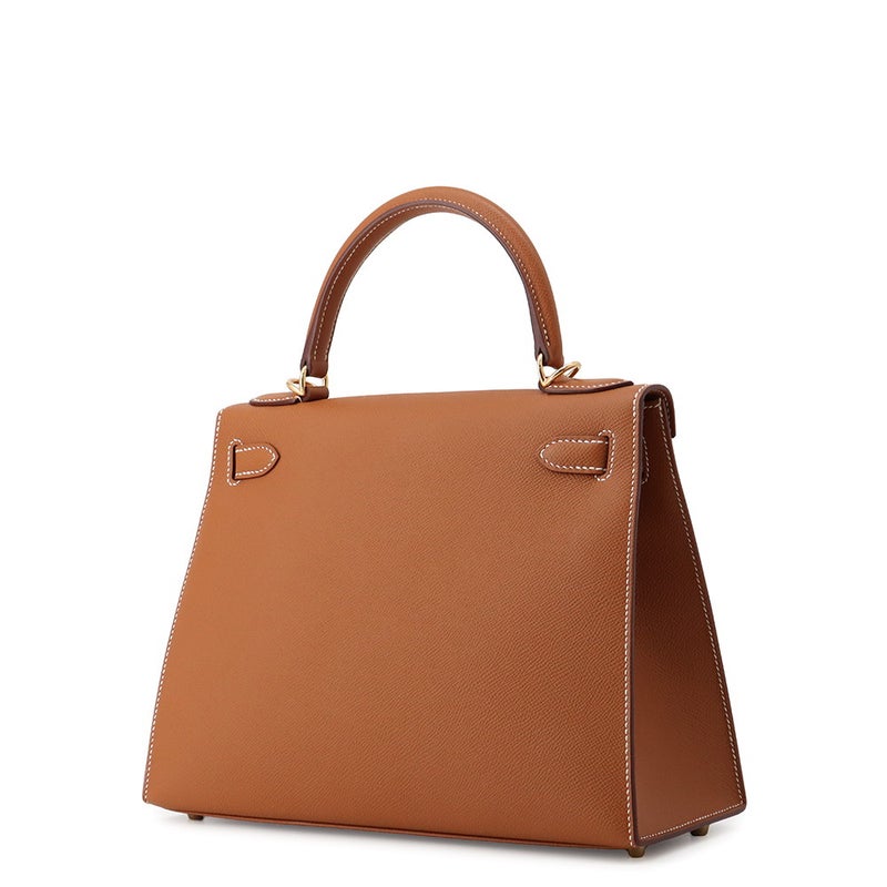 エルメス ハンドバッグ ケリー28 外縫い ゴールド/ゴールド金具 エプソン G刻印 HERMES Kelly 2wayバッグ