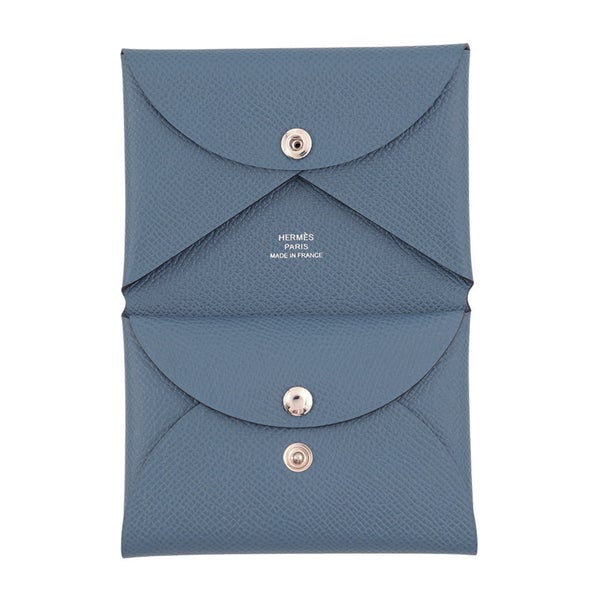 エルメス コインケース カルヴィ デュオ ブルートンペット/シルバー金具 エプソン G刻印 財布
