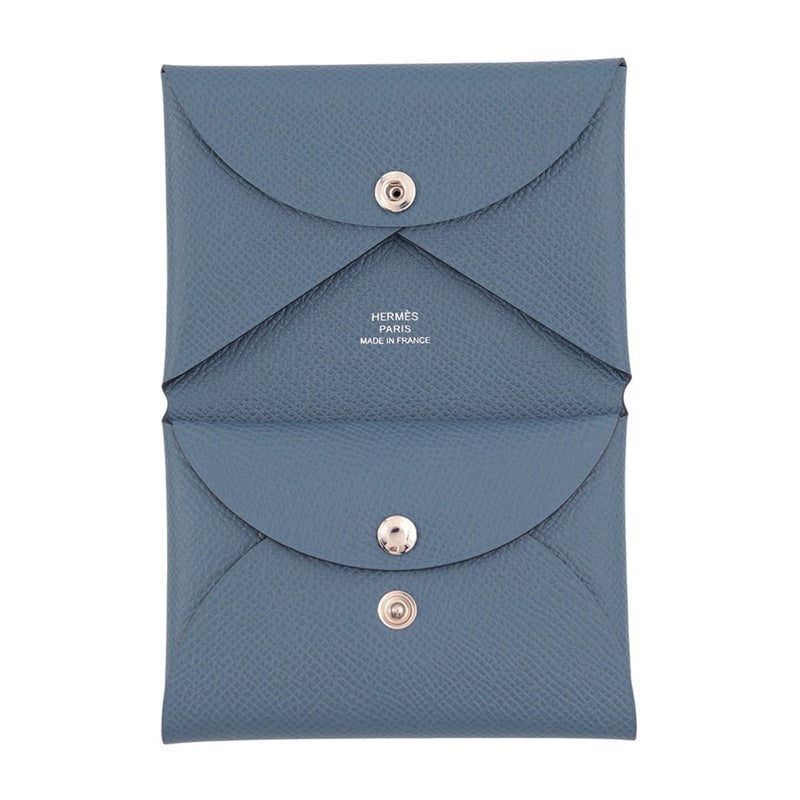 エルメス コインケース カルヴィ デュオ ブルートンペット/シルバー金具 エプソン G刻印 財布