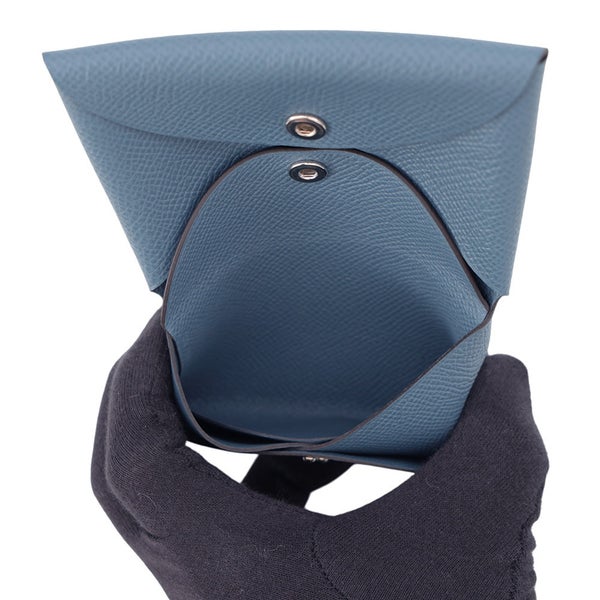 エルメス コインケース カルヴィ デュオ ブルートンペット/シルバー金具 エプソン G刻印 財布