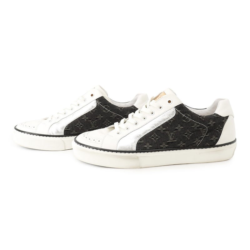 ルイヴィトン スニーカー モノグラム レザー/キャンバス メンズサイズ5 LOUIS VUITTON 靴 黒 白