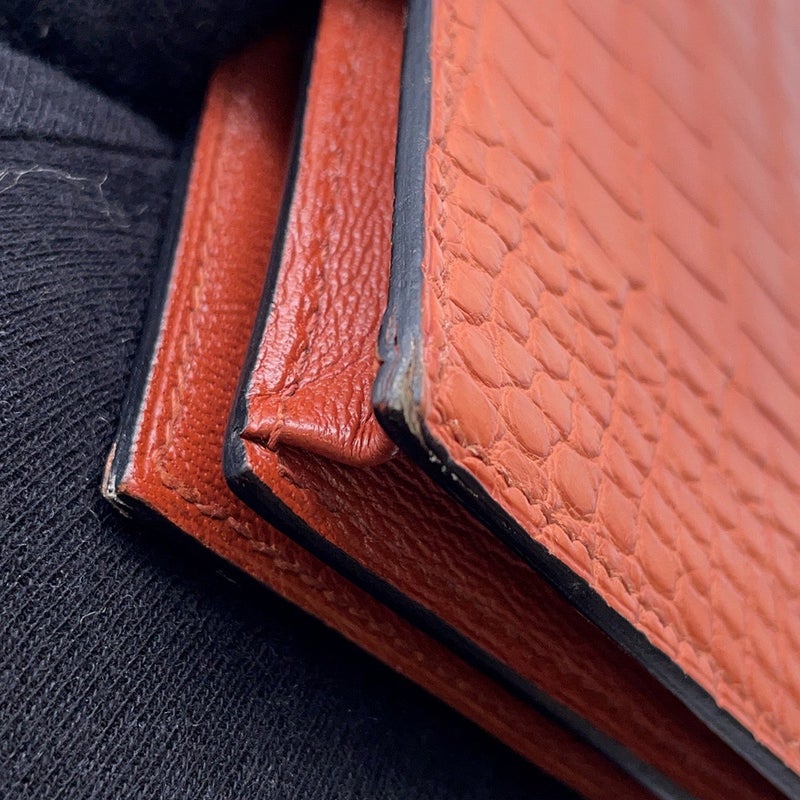 エルメス 長財布 ベアンスフレ マチ有り ブリック/シルバー金具 アリゲーターマット A刻印 HERMES 財布