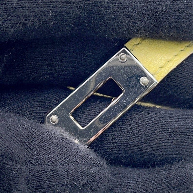 エルメス 三つ折り財布 ケリーウォレット ミディアム ジョーヌシトロン/シルバー金具 オーストリッチ Z刻印 財布