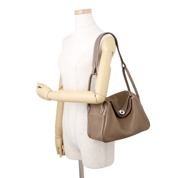 エルメス ハンドバッグ リンディ26 エトゥープ/シルバー金具 トリヨンクレマンス □N刻印 HERMES 2wayショルダーバッグ