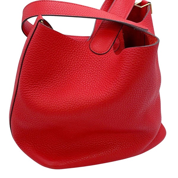 エルメス ハンドバッグ ピコタンロックMM ルージュカザック/ゴールド金具 トリヨンクレマンス C刻印 HERMES トートバッグ