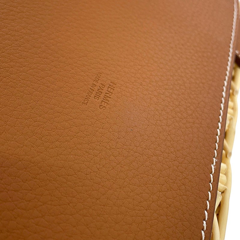 エルメス ボトルバスケット パーク ゴールド 柳材/トリヨン・リス HERMES ワイングラス付き
