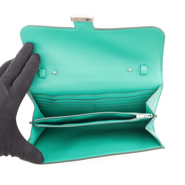 エルメス 長財布 コンスタンス トゥーゴー ロング ヴェールジェイド/シルバー金具 アリゲーターマット B刻印 HERMES 財布