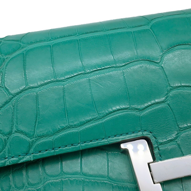 エルメス 長財布 コンスタンス トゥーゴー ロング ヴェールジェイド/シルバー金具 アリゲーターマット B刻印 HERMES 財布