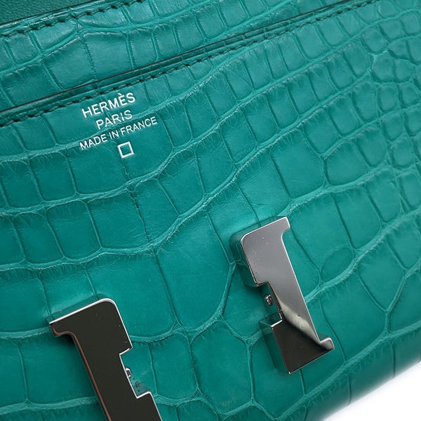エルメス 長財布 コンスタンス トゥーゴー ロング ヴェールジェイド/シルバー金具 アリゲーターマット B刻印 HERMES 財布