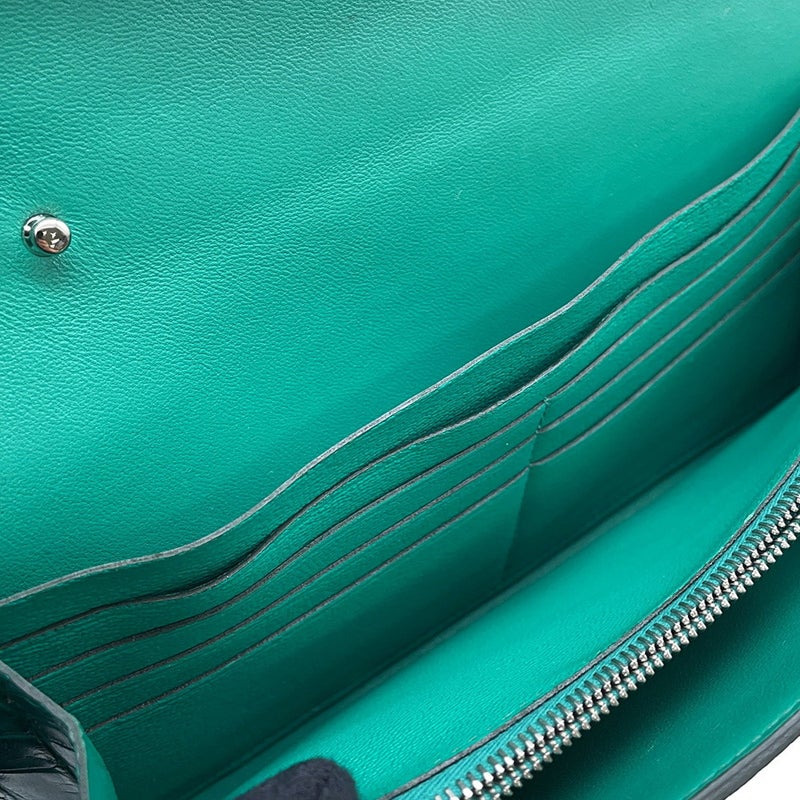 エルメス 長財布 コンスタンス トゥーゴー ロング ヴェールジェイド/シルバー金具 アリゲーターマット B刻印 HERMES 財布