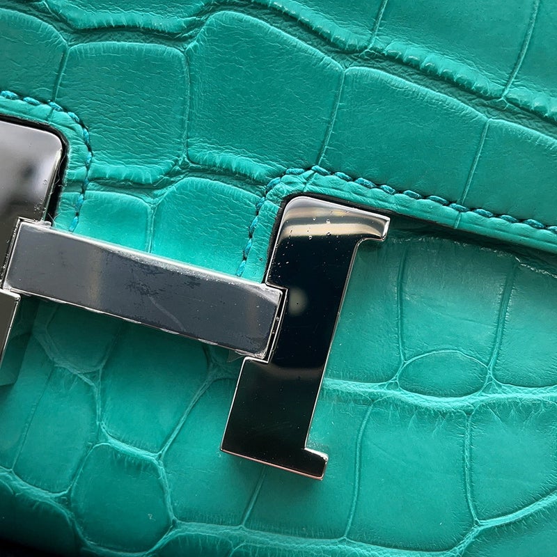エルメス 長財布 コンスタンス トゥーゴー ロング ヴェールジェイド/シルバー金具 アリゲーターマット B刻印 HERMES 財布