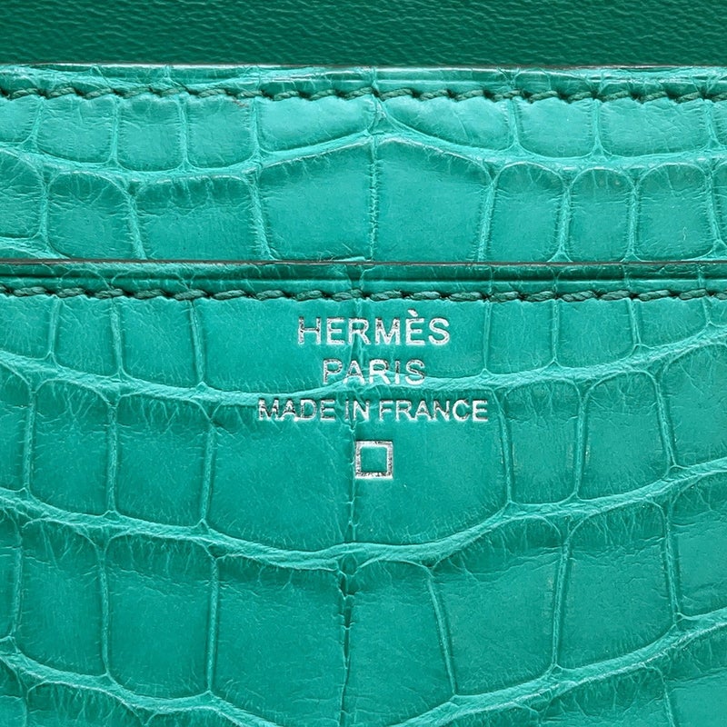 エルメス 長財布 コンスタンス トゥーゴー ロング ヴェールジェイド/シルバー金具 アリゲーターマット B刻印 HERMES 財布
