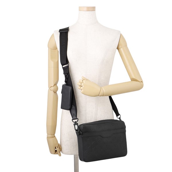 ルイヴィトン ショルダーバッグ モノグラム・シャドウ トリオ・メッセンジャー M46602 LOUIS VUITTON ブラック 黒