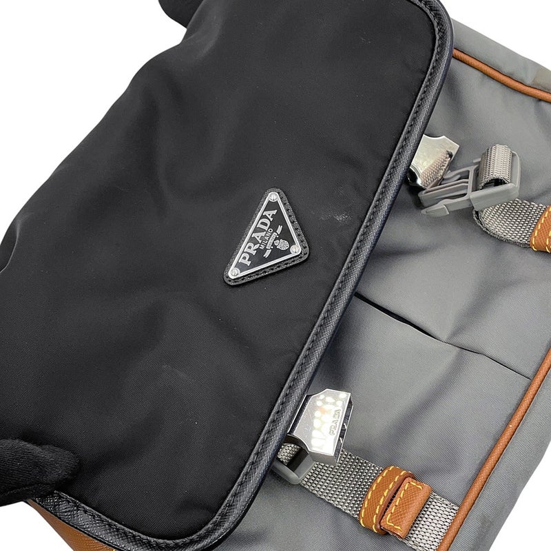プラダ ショルダーバッグ サフィアーノレザー ナイロン 2VD769 PRADA 黒