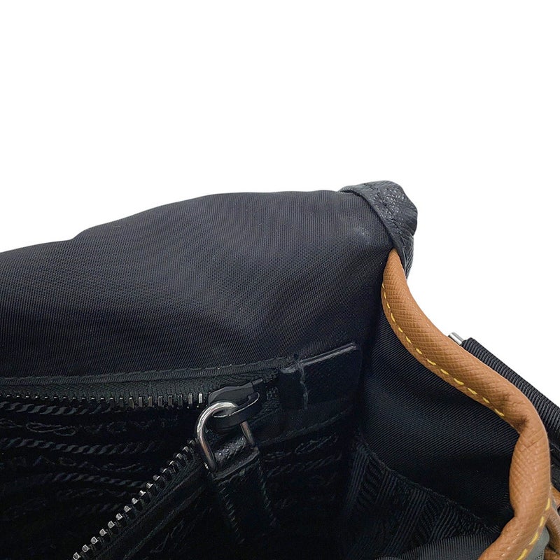 プラダ ショルダーバッグ サフィアーノレザー ナイロン 2VD769 PRADA 黒