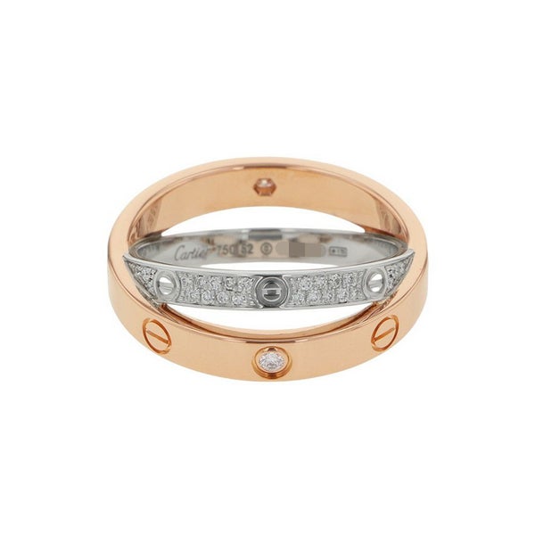カルティエ リング ビーラブ リング LOVE ダイヤモンド 52P 計0.19ct K18PG/K18WG リングサイズ52 B4094650 Cartier 指輪