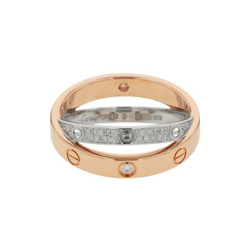 カルティエ リング ビーラブ リング LOVE ダイヤモンド 52P 計0.19ct K18PG/K18WG リングサイズ52 B4094650 Cartier 指輪