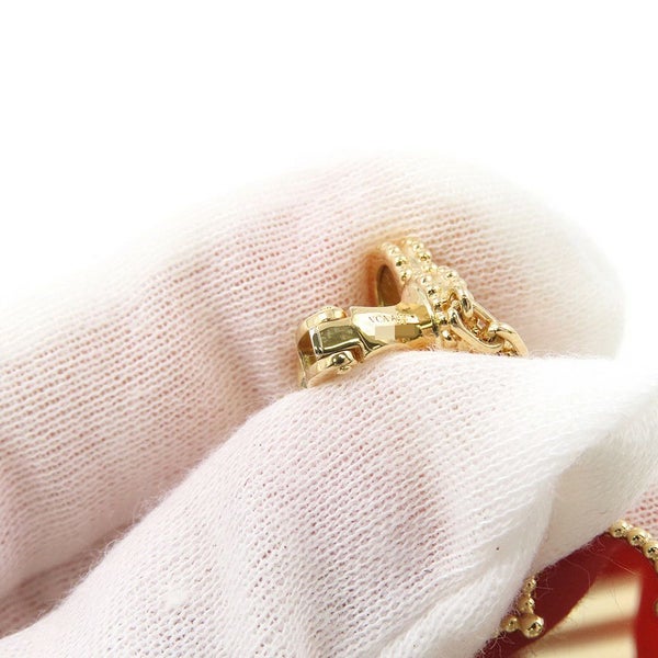 ヴァンクリ ピアス マジック アルハンブラ イヤリング 2モチーフ カーネリアン タイガーズアイ K18YG VCARN5JR00