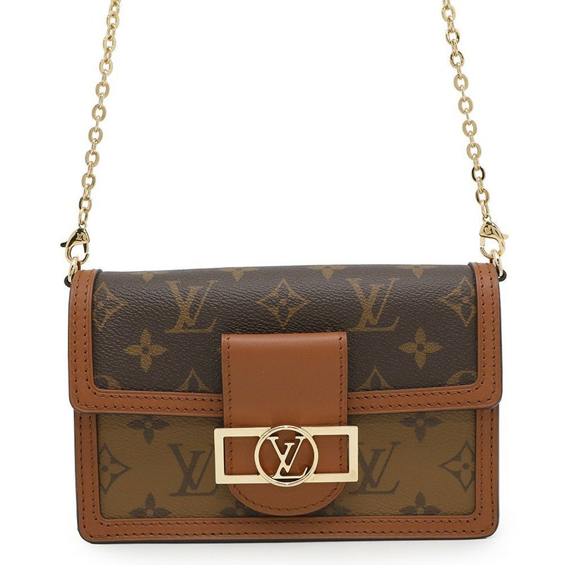 ルイヴィトン チェーンウォレット モノグラム・リバース ポルトフォイユ・ドーフィーヌ M68746 財布 黒 ブラック