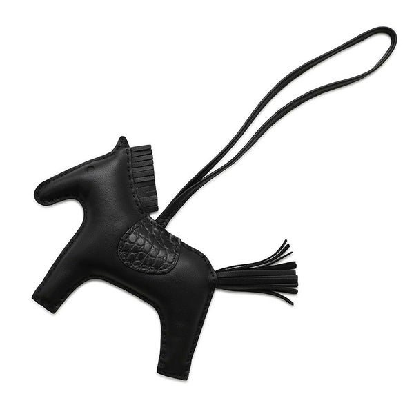 エルメス バッグチャーム ロデオMM タッチ ブラック ラムスキン/アリゲーターマット Z刻印 HERMES 黒 ソーブラック
