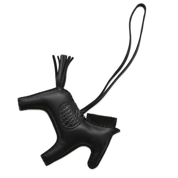 エルメス バッグチャーム ロデオMM タッチ ブラック ラムスキン/アリゲーターマット Z刻印 HERMES 黒 ソーブラック