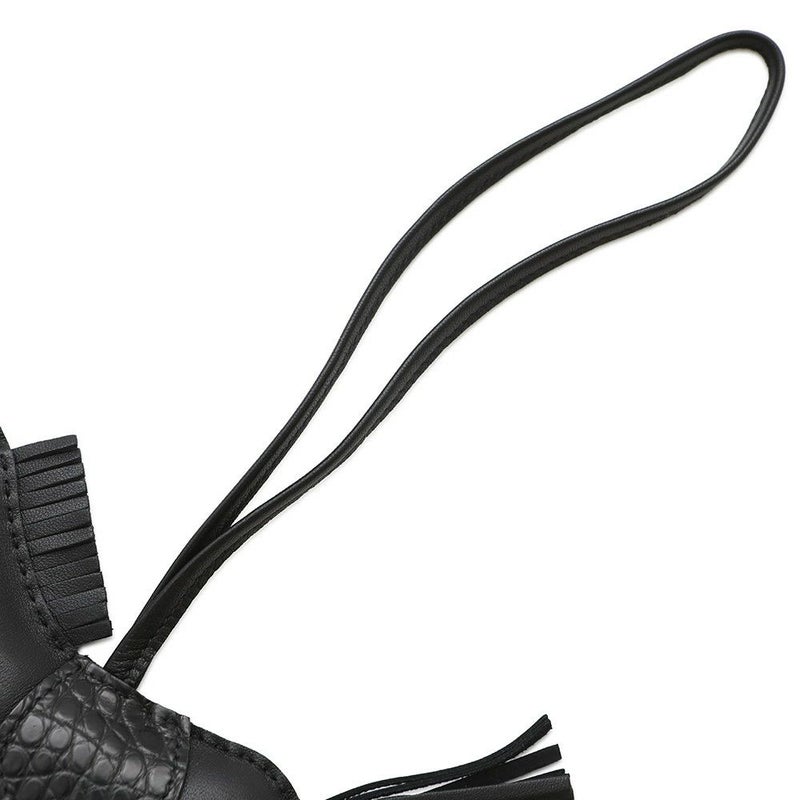 エルメス バッグチャーム ロデオMM タッチ ブラック ラムスキン/アリゲーターマット Z刻印 HERMES 黒 ソーブラック