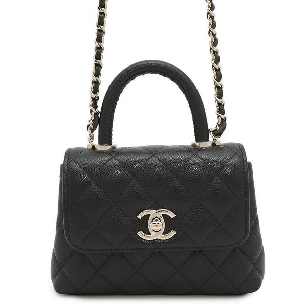 シャネル ハンドバッグ マトラッセ ココハンドル ミニミニ キャビアスキン AP4244 2wayチェーンショルダーバッグ 黒