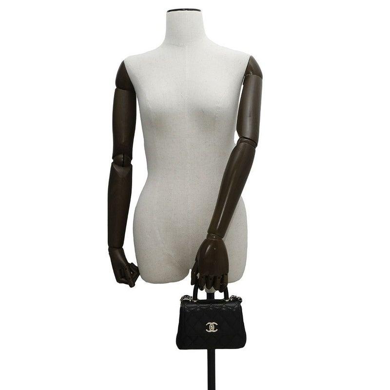 シャネル ハンドバッグ マトラッセ ココハンドル ミニミニ キャビアスキン AP4244 2wayチェーンショルダーバッグ 黒