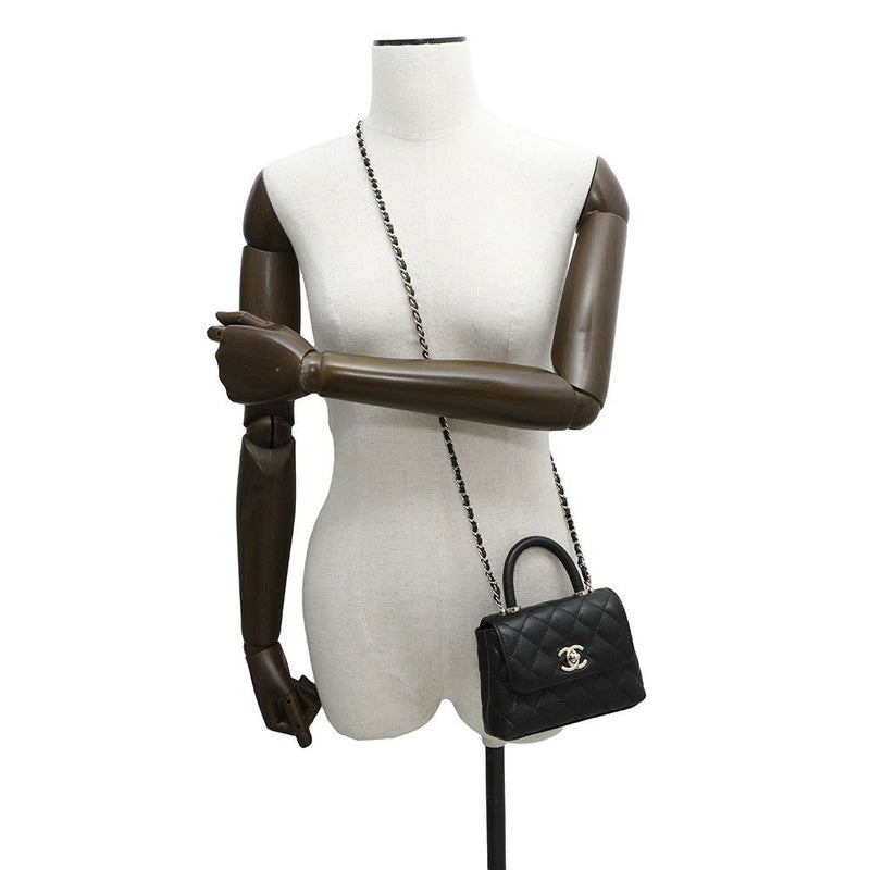 シャネル ハンドバッグ マトラッセ ココハンドル ミニミニ キャビアスキン AP4244 2wayチェーンショルダーバッグ 黒