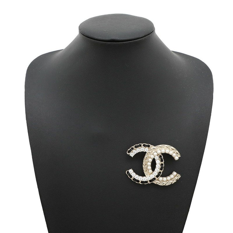 シャネル ブローチ ココマーク チェーンモチーフ フェイクパール ラインストーン B22 B AB8609 CHANEL アクセサリー