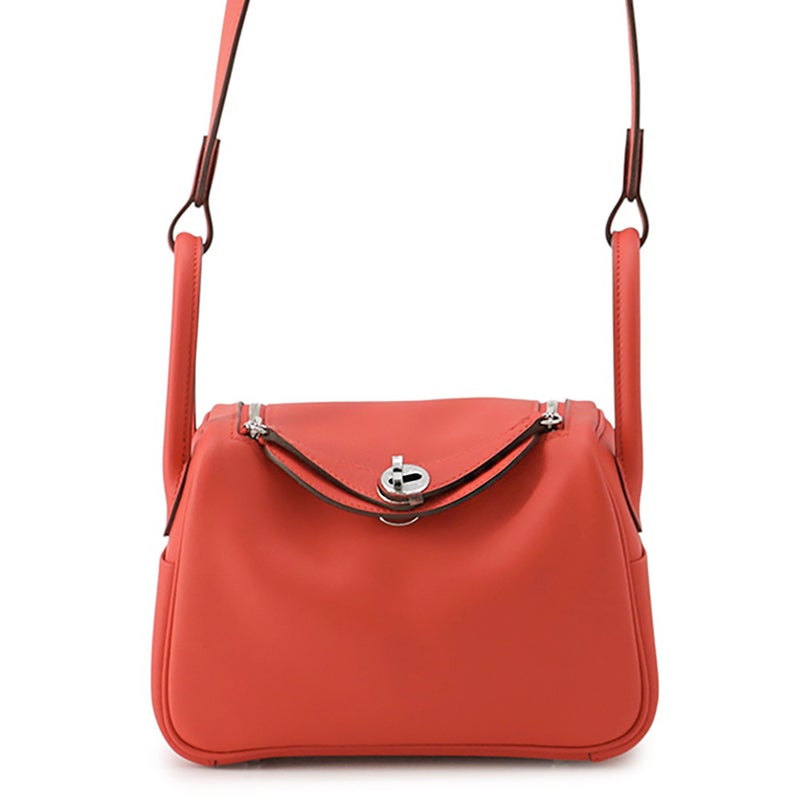 エルメス ハンドバッグ リンディ ミニ ルージュクー/シルバー金具 スイフト G刻印 HERMES バッグ 2wayショルダーバッグ