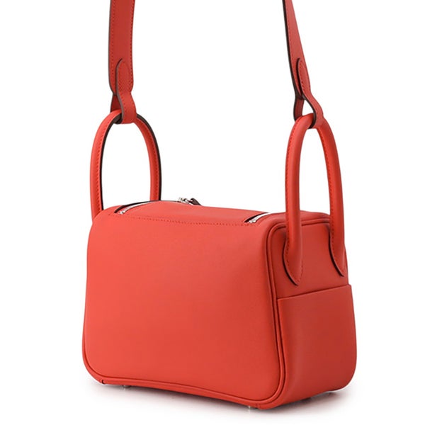 エルメス ハンドバッグ リンディ ミニ ルージュクー/シルバー金具 スイフト G刻印 HERMES バッグ 2wayショルダーバッグ