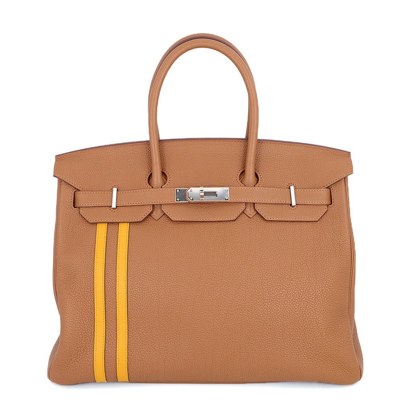 エルメス バーキン35 オフィサー ゴールド/ジョーヌアンブル/シルバー金具 トゴ/スイフト C刻印 HERMES Birkin ハンドバッグ