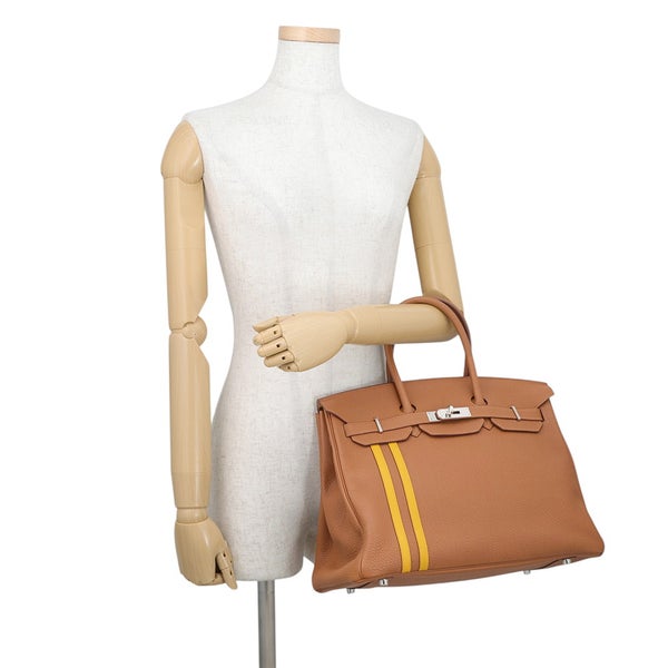 エルメス バーキン35 オフィサー ゴールド/ジョーヌアンブル/シルバー金具 トゴ/スイフト C刻印 HERMES Birkin ハンドバッグ