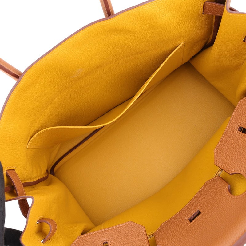 エルメス バーキン35 オフィサー ゴールド/ジョーヌアンブル/シルバー金具 トゴ/スイフト C刻印 HERMES Birkin ハンドバッグ