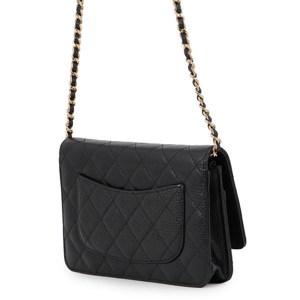 シャネル チェーンウォレット クラシック マトラッセ ココマーク キャビアスキン AP0250 CHANEL 財布 ブラック 黒