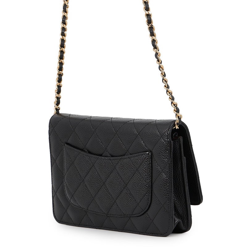 シャネル チェーンウォレット クラシック マトラッセ ココマーク キャビアスキン AP0250 CHANEL 財布 ブラック 黒