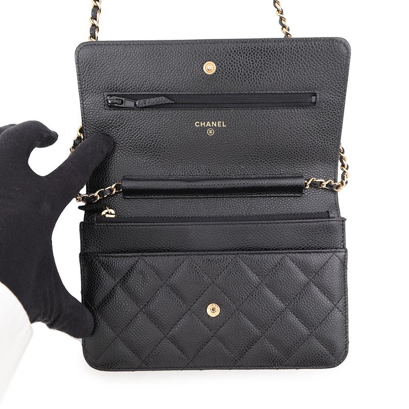 シャネル チェーンウォレット クラシック マトラッセ ココマーク キャビアスキン AP0250 CHANEL 財布 ブラック 黒