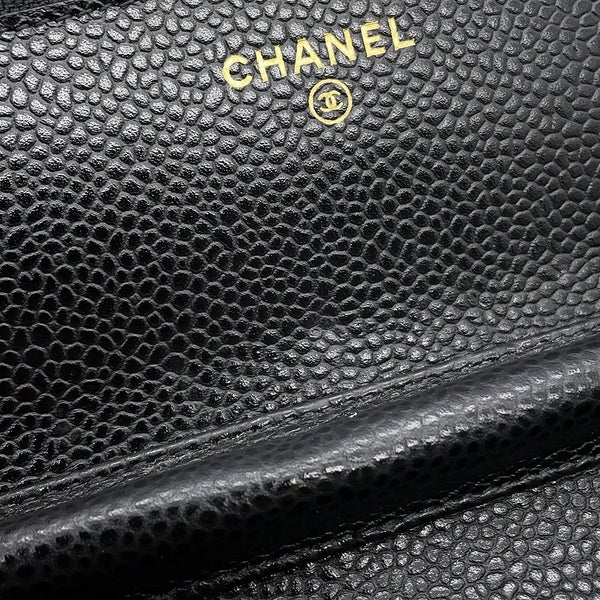 シャネル チェーンウォレット クラシック マトラッセ ココマーク キャビアスキン AP0250 CHANEL 財布 ブラック 黒