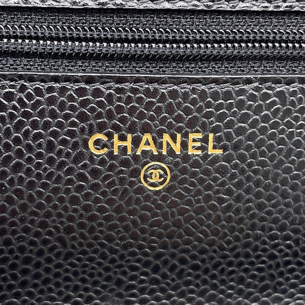 シャネル チェーンウォレット クラシック マトラッセ ココマーク キャビアスキン AP0250 CHANEL 財布 ブラック 黒