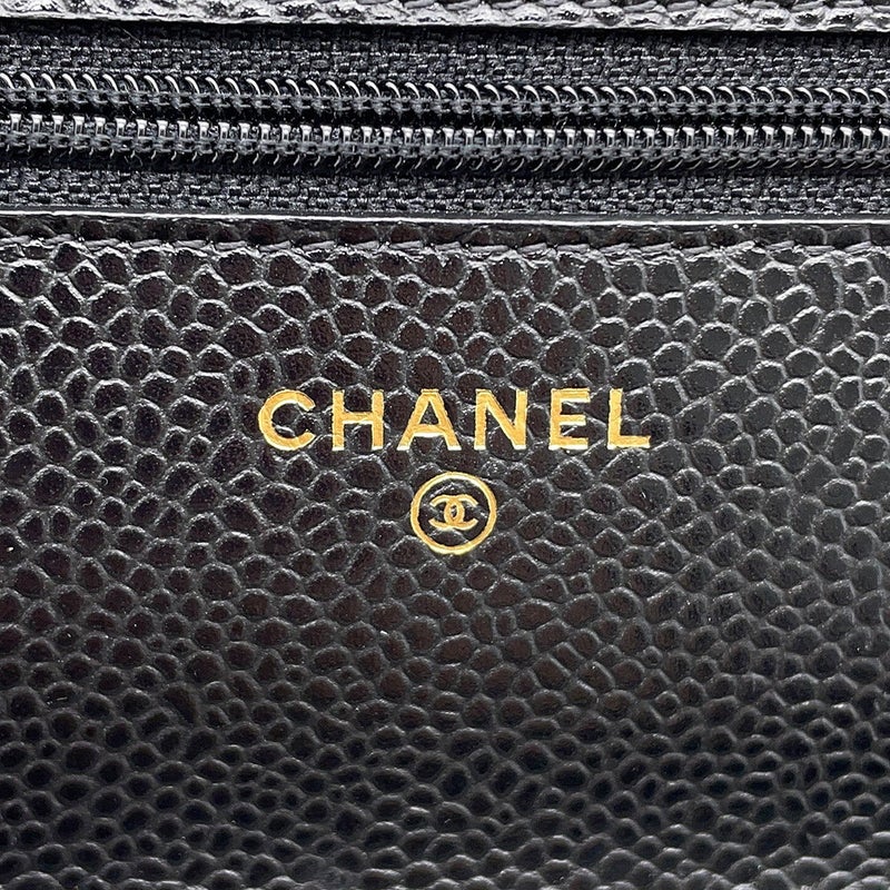 シャネル チェーンウォレット クラシック マトラッセ ココマーク キャビアスキン AP0250 CHANEL 財布 ブラック 黒
