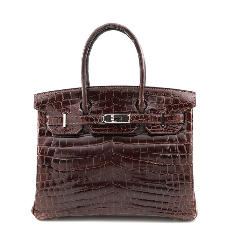 エルメス バーキン30 ハバナ/シルバー金具 ニロティカスシャイン □K刻印 HERMES Birkin ハンドバッグ