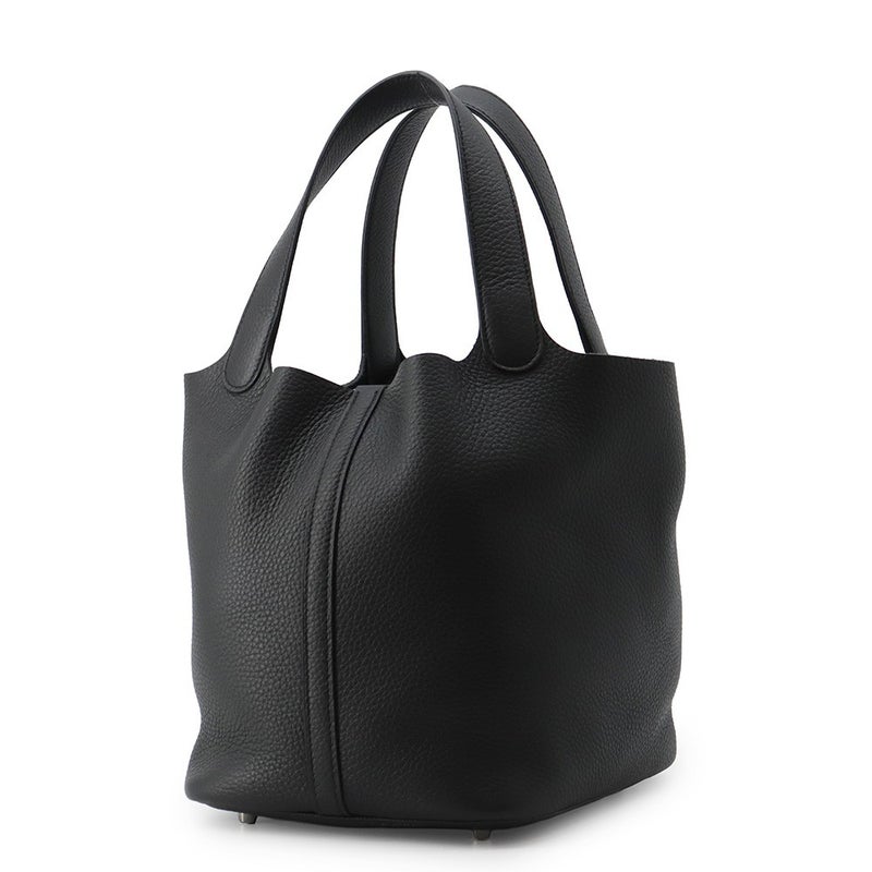 エルメス ハンドバッグ ピコタンロックMM ブラック/シルバー金具 トリヨンクレマンス B刻印 HERMES 黒