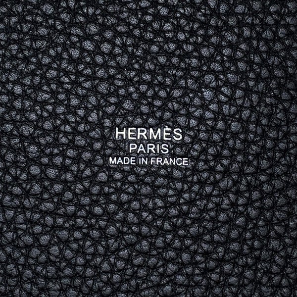 エルメス ハンドバッグ ピコタンロックMM ブラック/シルバー金具 トリヨンクレマンス B刻印 HERMES 黒