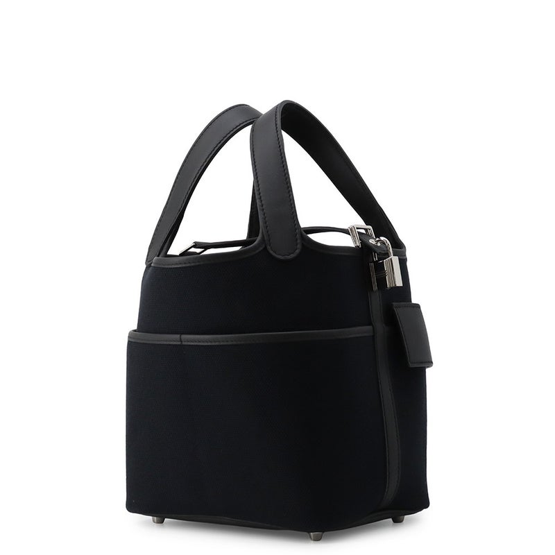 エルメス ハンドバッグ ピコタンロックPM カーゴ ブラック/シルバー金具 トワルゴエラン/スイフト W刻印 黒