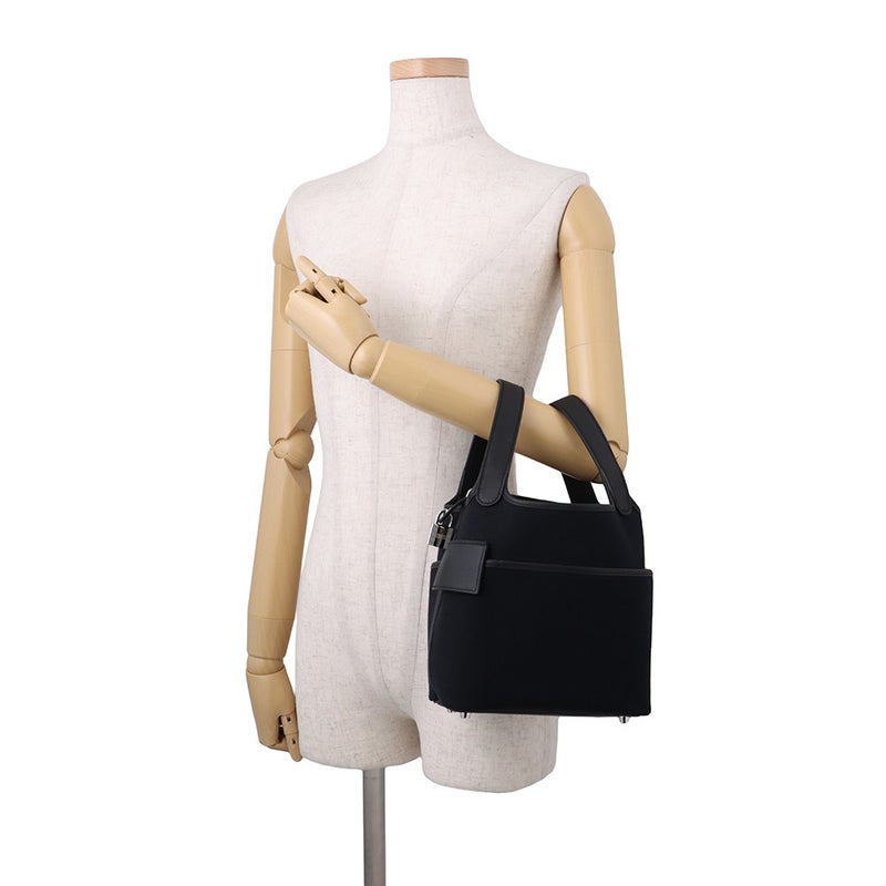エルメス ハンドバッグ ピコタンロックPM カーゴ ブラック/シルバー金具 トワルゴエラン/スイフト W刻印 黒