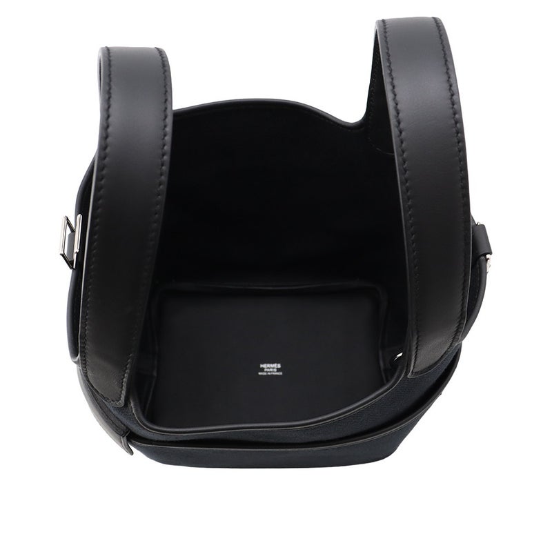 エルメス ハンドバッグ ピコタンロックPM カーゴ ブラック/シルバー金具 トワルゴエラン/スイフト W刻印 黒