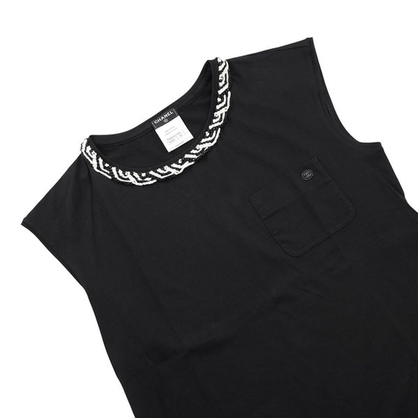 シャネル Ｔシャツ フレンチスリーブ ツイードトリム コットン レディースサイズ38 CHANEL トップス 黒
