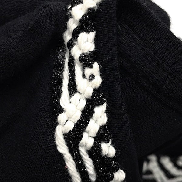 シャネル Ｔシャツ フレンチスリーブ ツイードトリム コットン レディースサイズ38 CHANEL トップス 黒