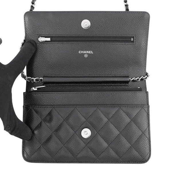 シャネル チェーンウォレット クラシック マトラッセ ココマーク キャビアスキン AP0250 CHANEL 財布 黒